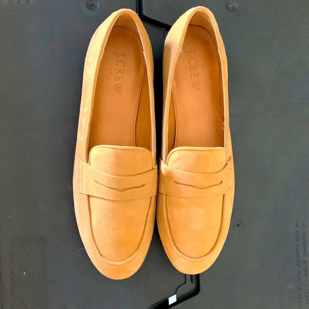 JCrew Size 8 camel suede loafers.
